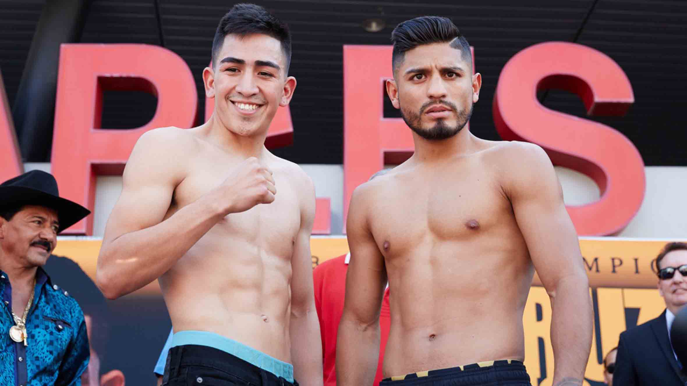 Abner Mares does some mean mugging as he and Leo Santa Cruz make