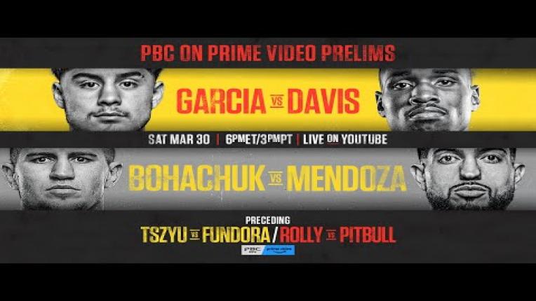 Embedded thumbnail for PBC on Prime Video PRELIMS: Bohachuk vs. Mendoza &amp;amp; Moton vs. Cuba